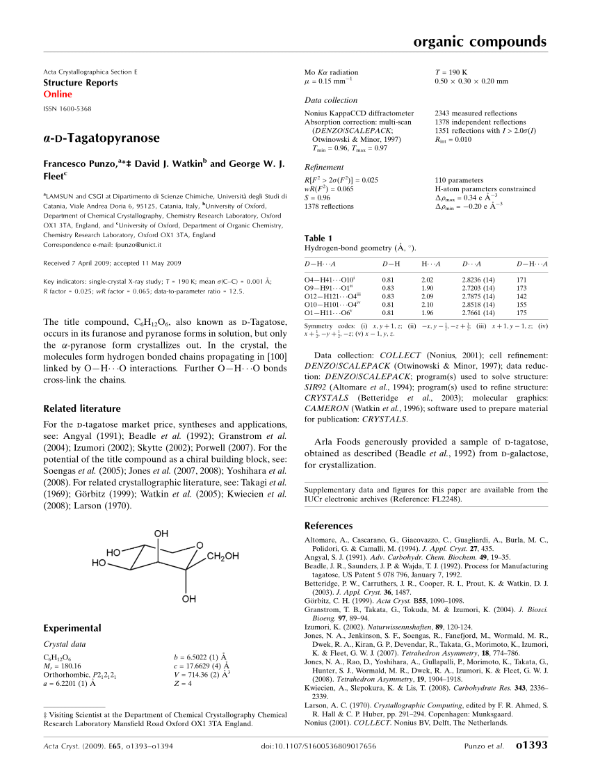 PDF) α-d-Tagatopyranose