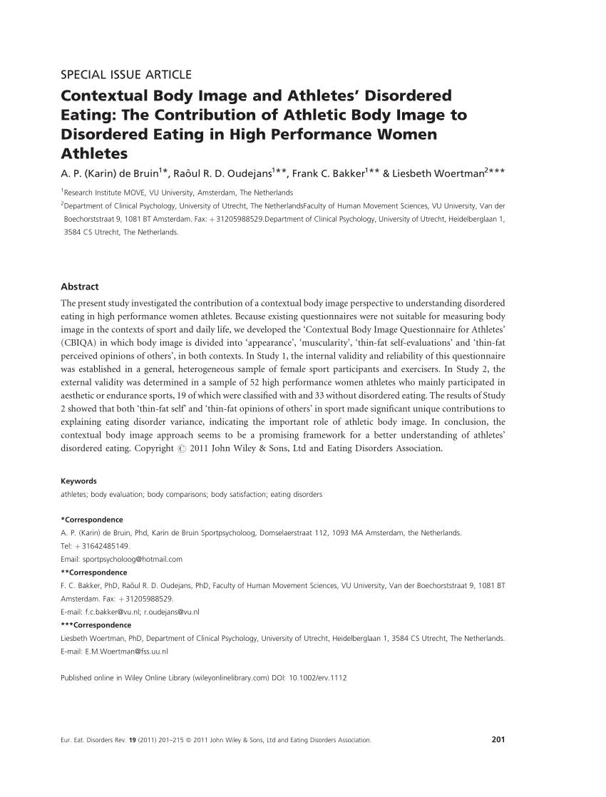 PDF) Contextual Body Image and Athletes' Disordered Eating: The ...