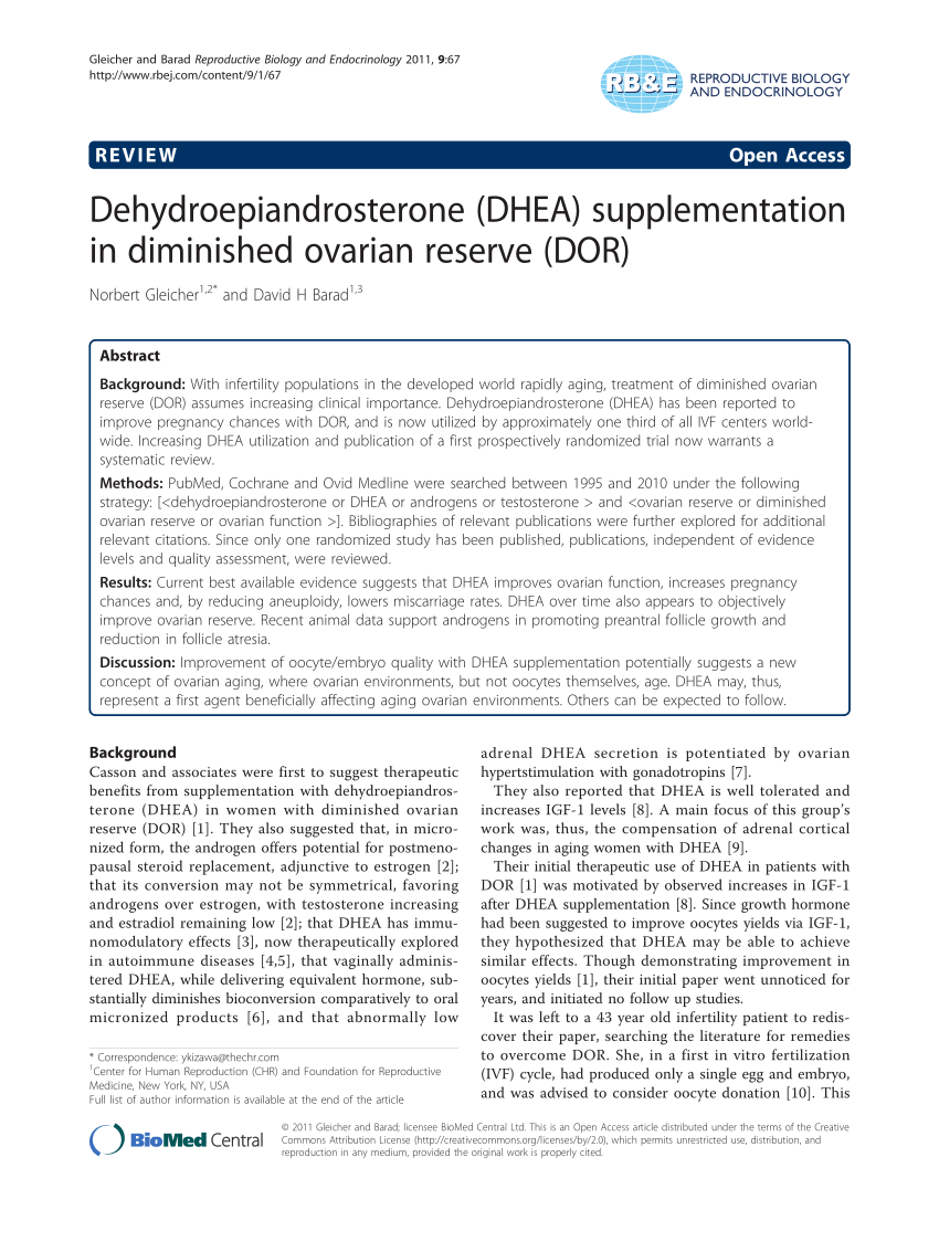 (PDF) Dehydroepiandrosterone (DHEA) supplementation in diminished