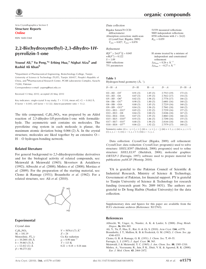 PDF) 2,2-Bis(hydroxymethyl)-2,3-dihydro-1H-pyrrolizin-1-one