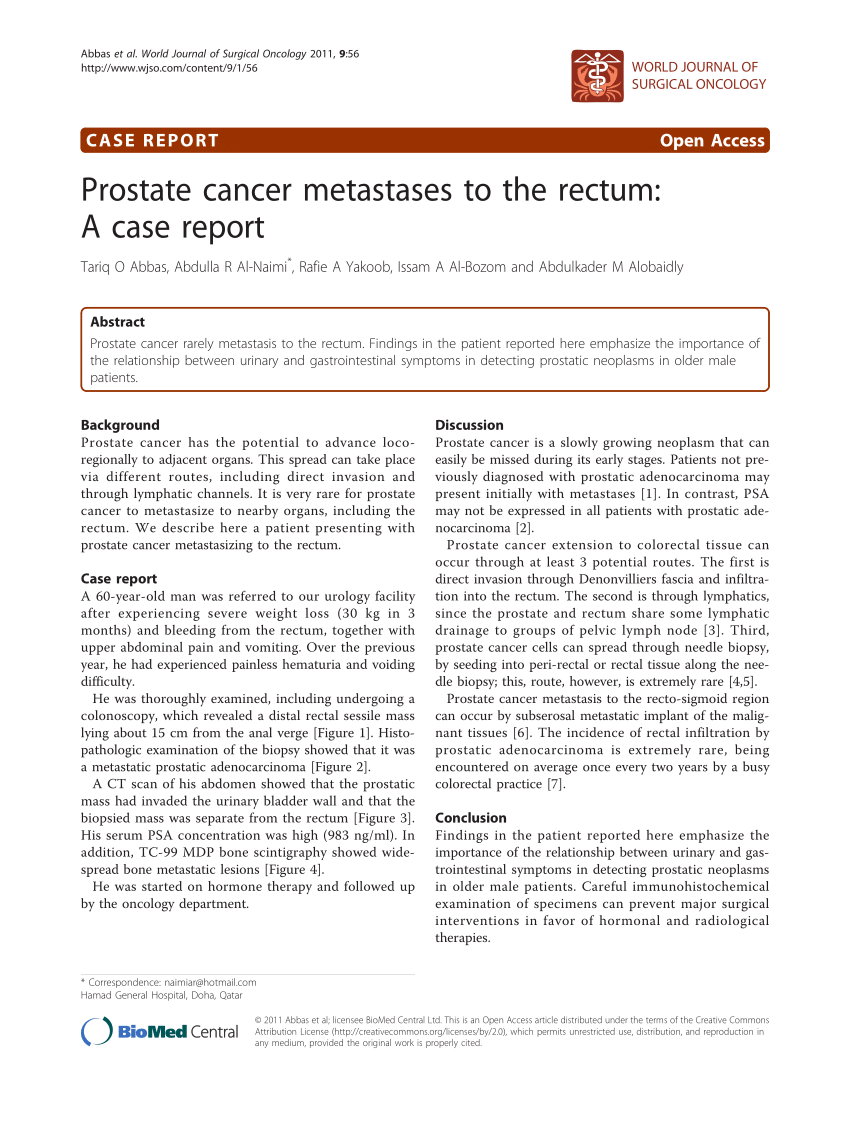 Pdf Prostate Cancer Metastases To The Rectum A Case Report 4458