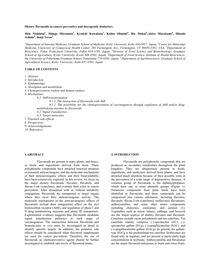 Pdf Dietary Flavonoids As Cancer Preventive And Therapeutic Biofactors