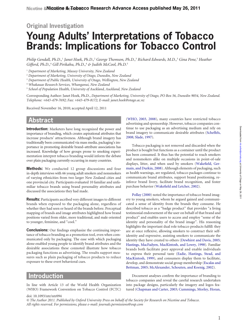 tobacco brand case study pdf