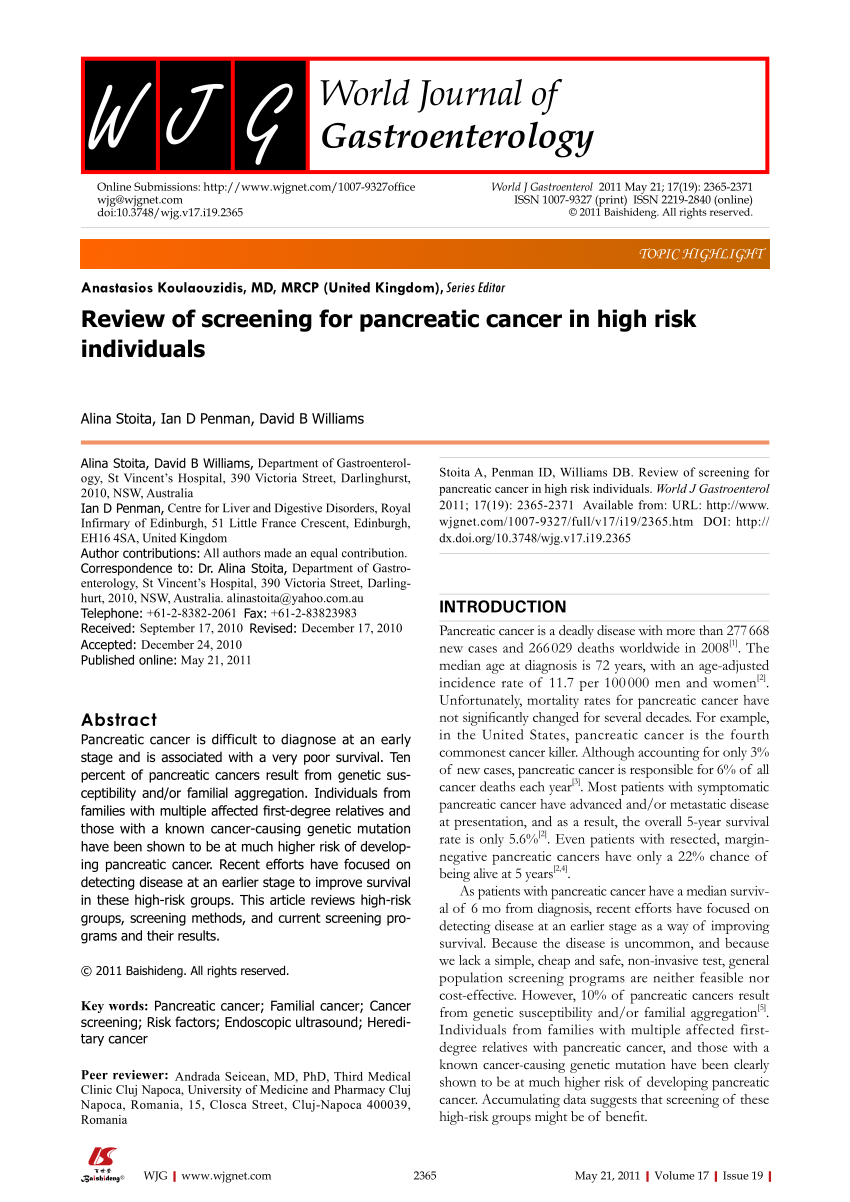 research paper on pancreatic cancer