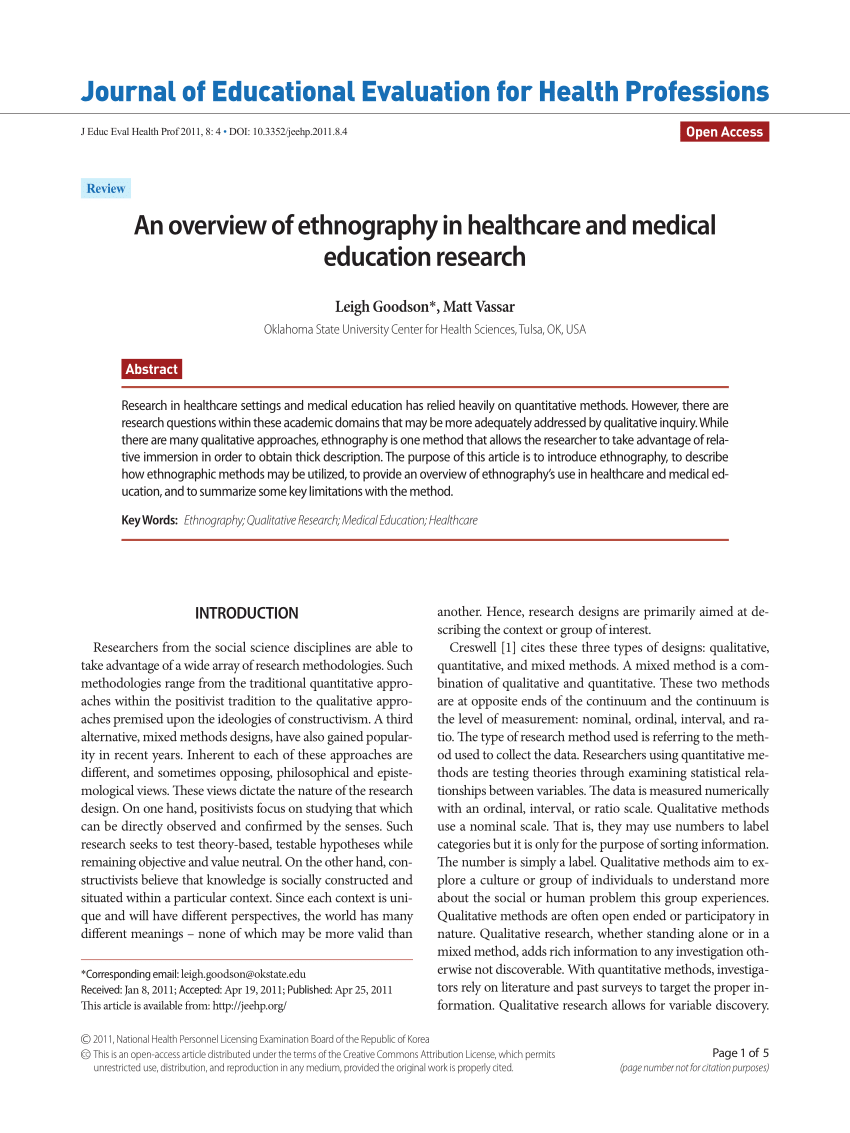 ethnography qualitative research in nursing