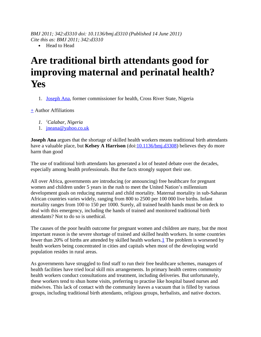 literature review traditional birth attendants