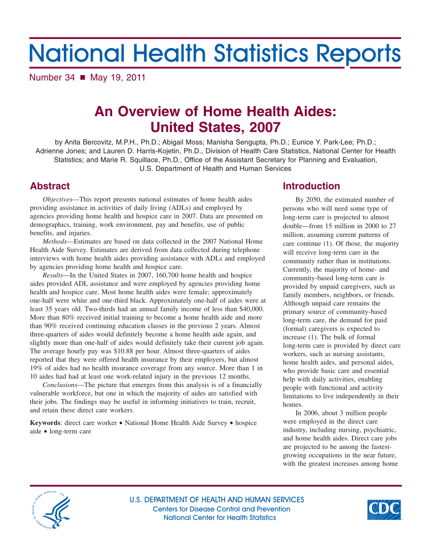 (PDF) An Overview of Home Health Aides: United States, 2007