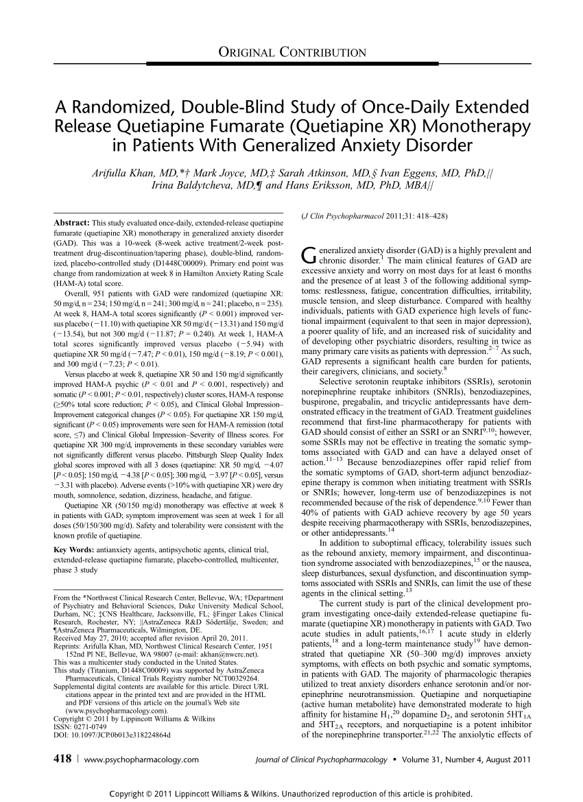 PDF A Randomized Double Blind Study of Once Daily Extended