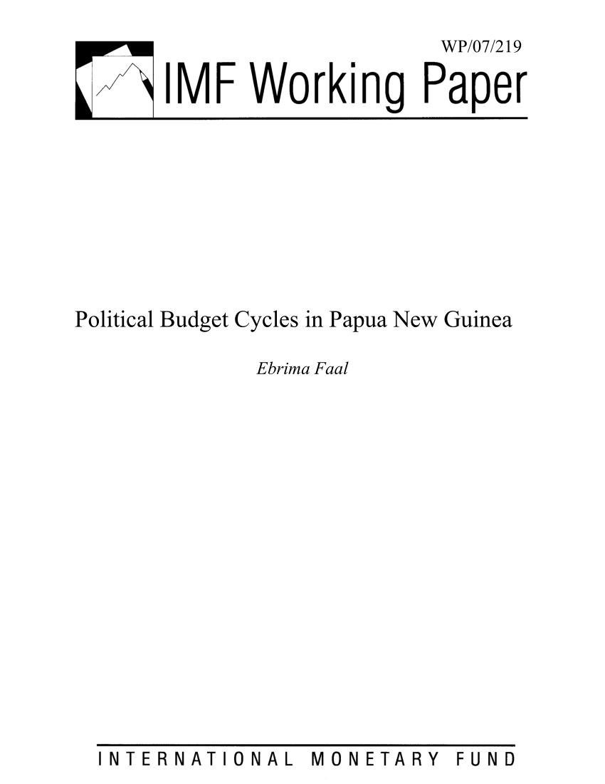 (PDF) Political Budget Cycles in Papua New Guinea