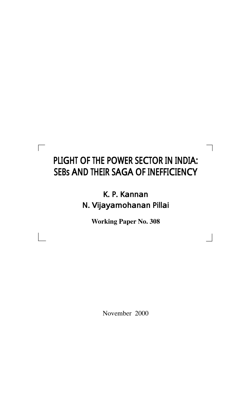 Pdf Plight Of The Power Sector In India Sebs And Their Saga Of Inefficiency
