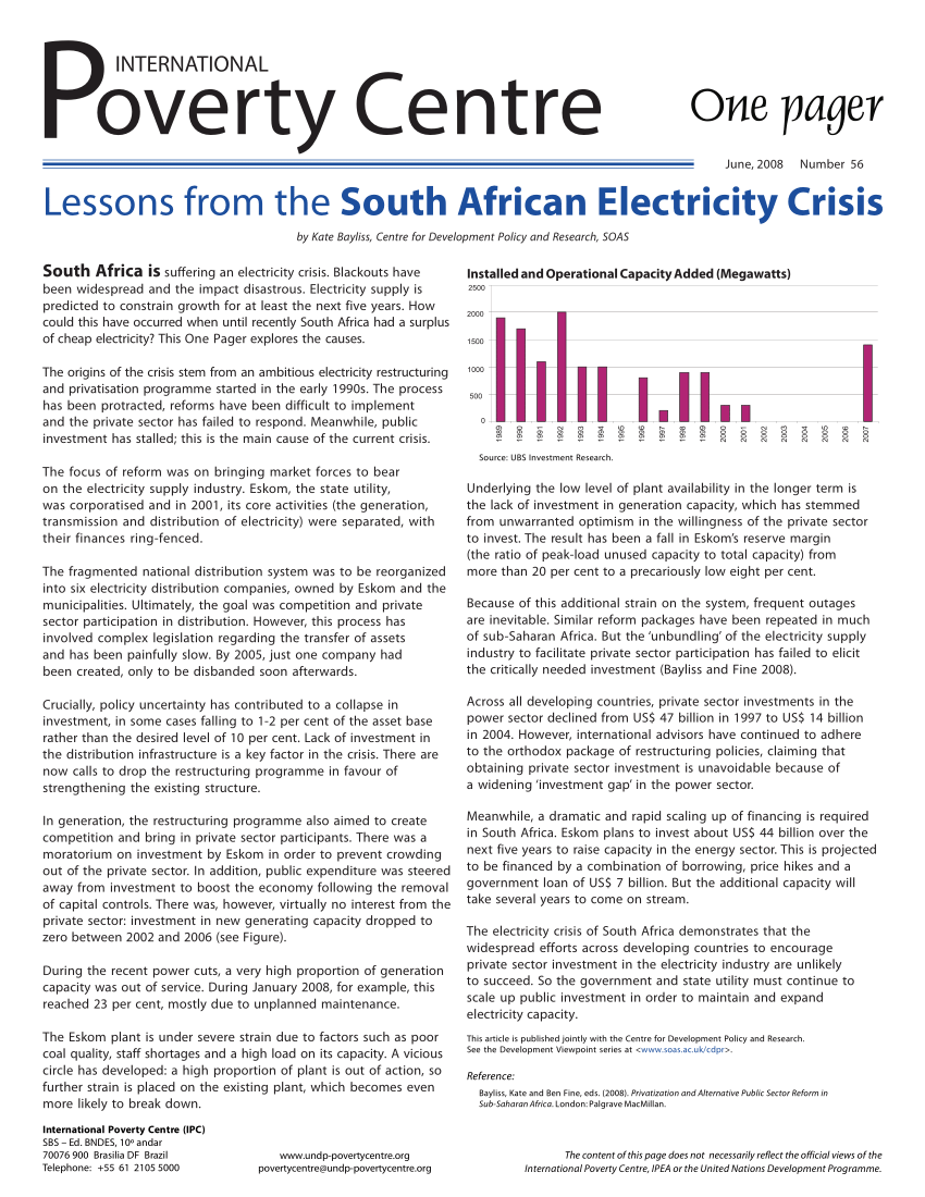 history of electricity in south africa essay