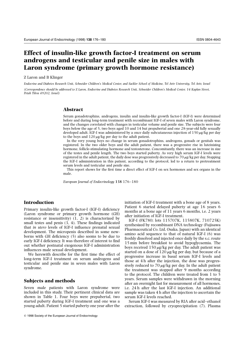 PDF Effect of insulin like growth factor I treatment on serum