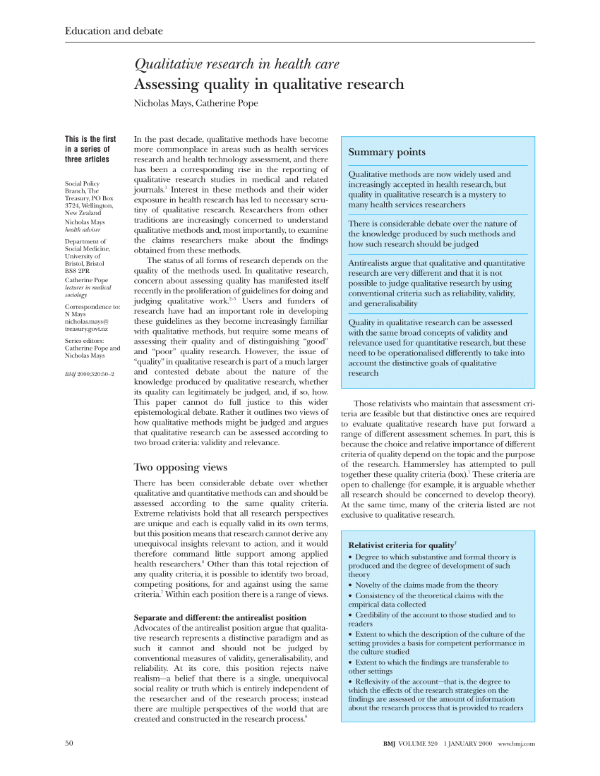 qualitative research in health care pdf