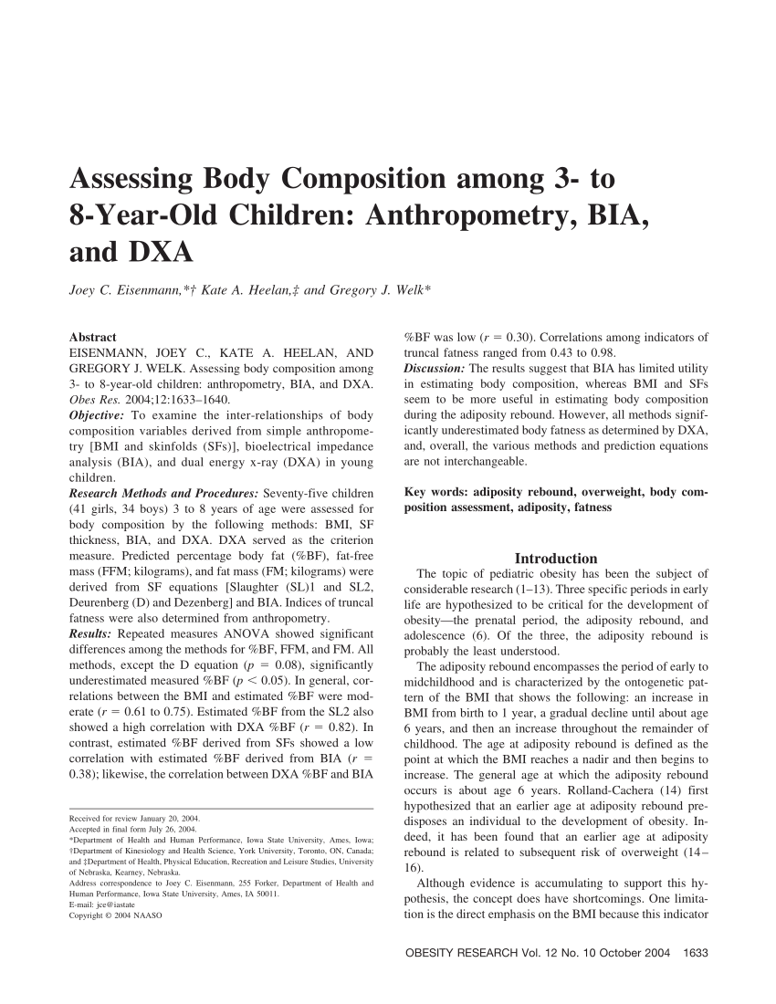 PDF] BODY COMPOSITION ANALYSIS OF POSTGRADUATE STUDENTS USING