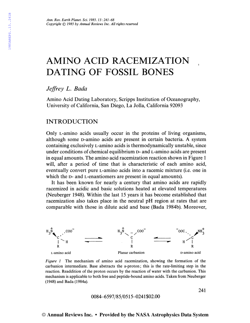 Pdf Amino Acid Racemization Dating Of Fossil Bone 6163