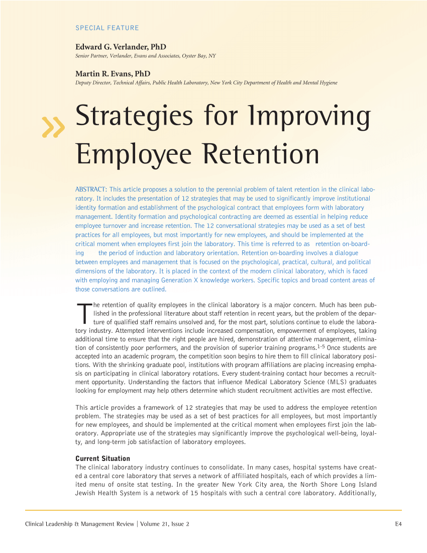 literature review on employee retention strategies