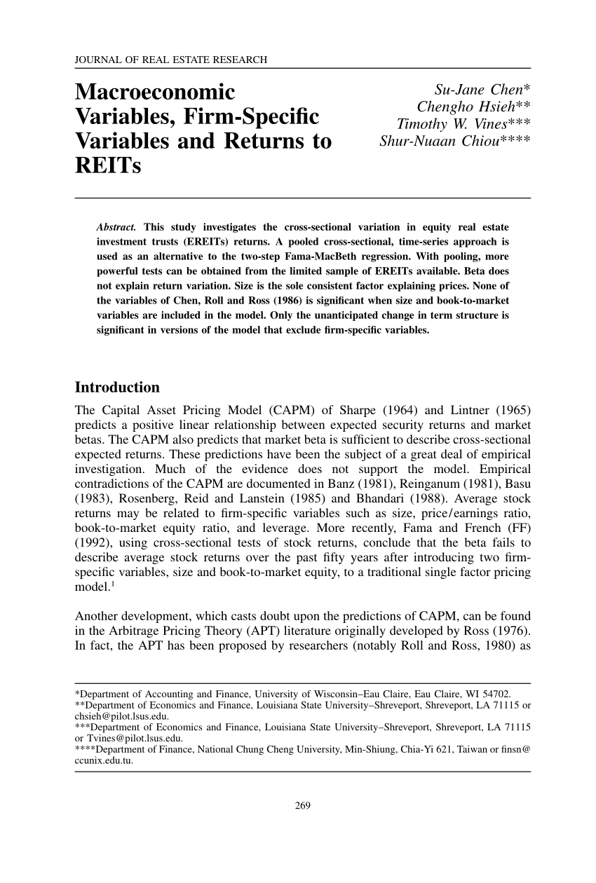 research paper on macroeconomic variables