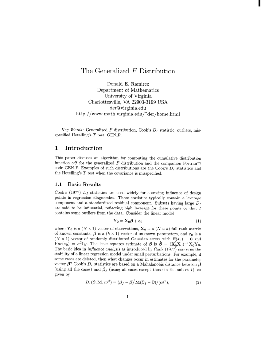 F Distribution - an overview