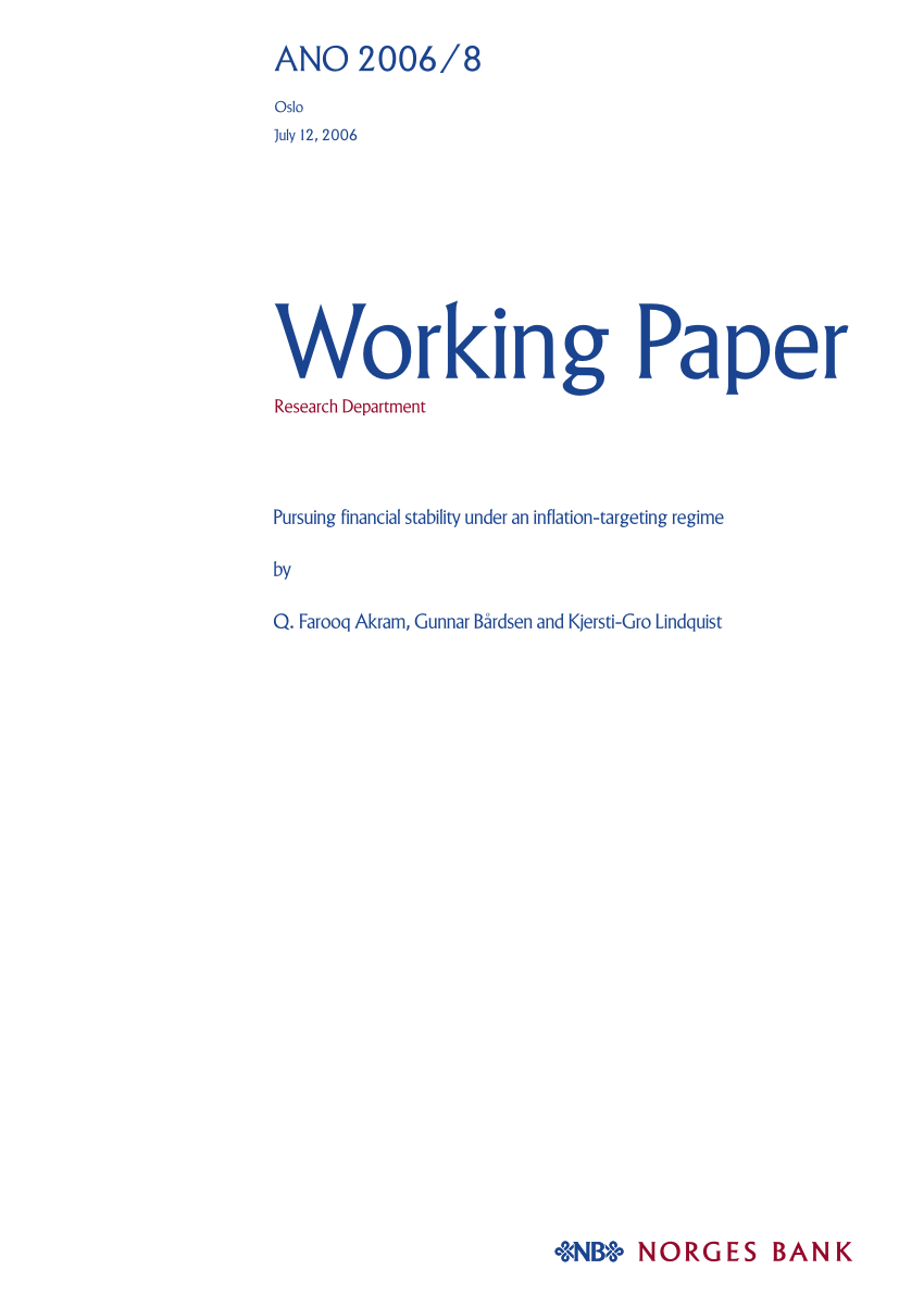 (PDF) Pursuing financial stability under an inflation-targeting regime