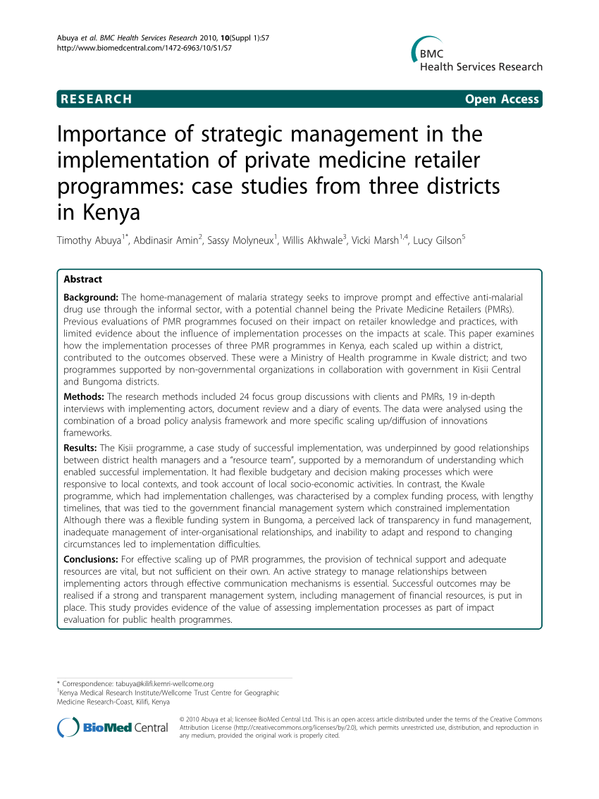 strategic management research topics in kenya