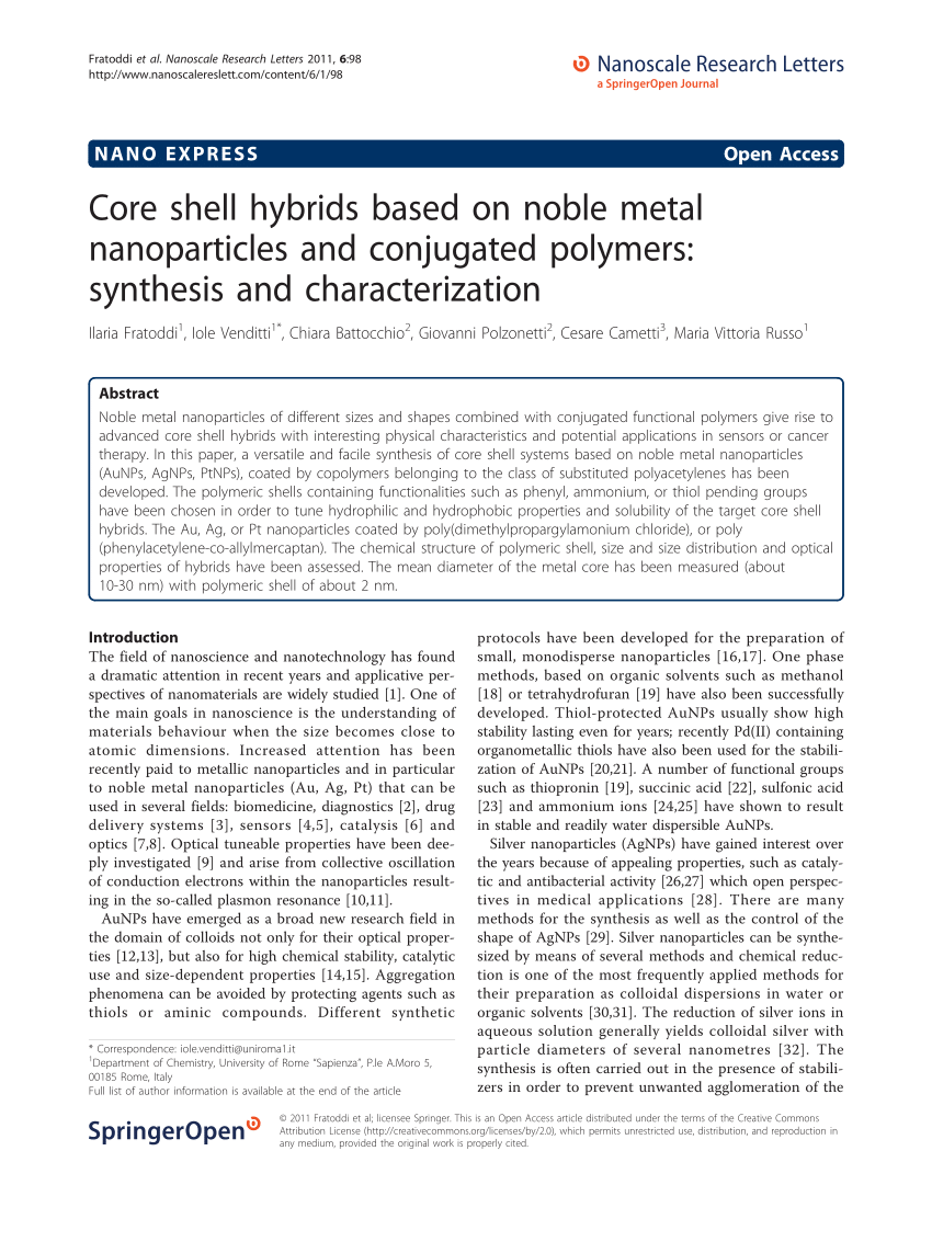 PDF) Core shell hybrids based on noble metal nanoparticles and 