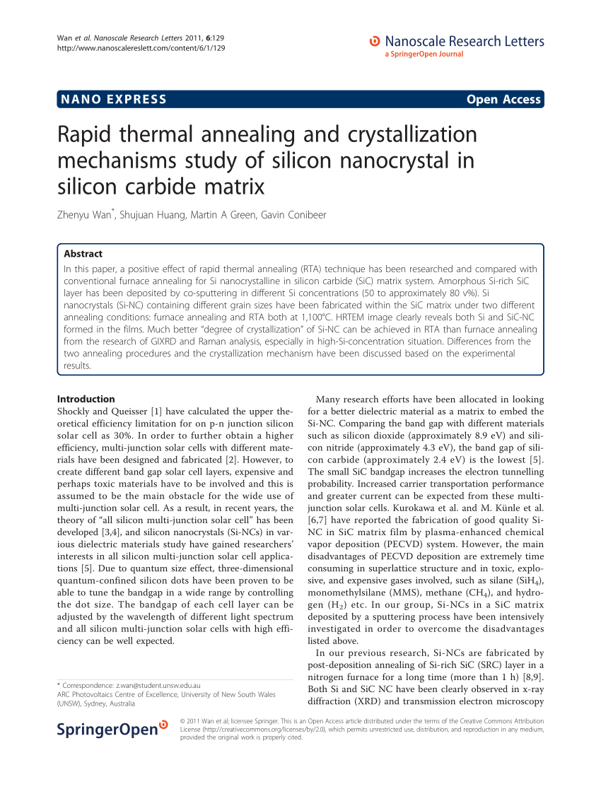 (PDF) Rapid thermal annealing and crystallization mechanisms study of ...