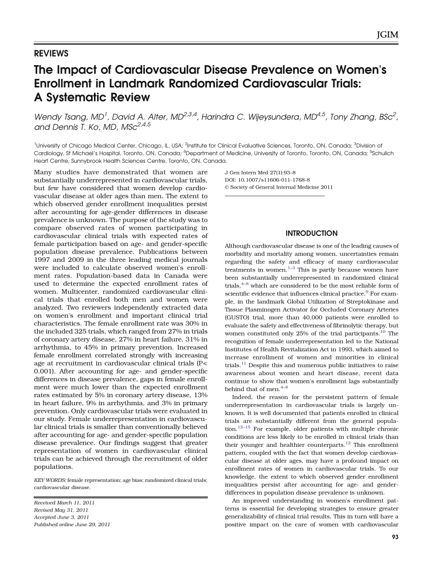 Pdf The Impact Of Cardiovascular Disease Prevalence On Womens Enrollment In Landmark 4494