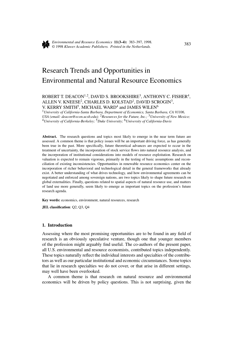 research paper on environmental economics