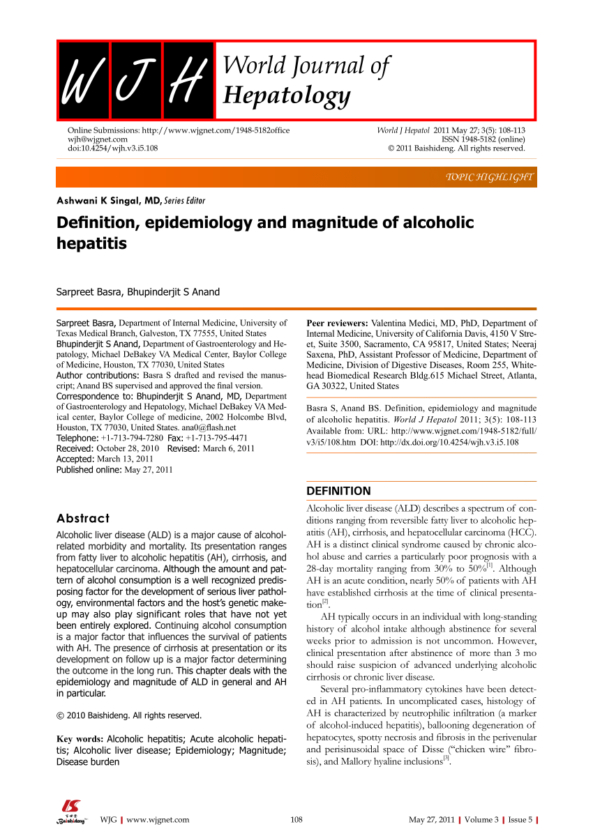 pdf) definition, epidemiology and magnitude of alcoholic hepatitis