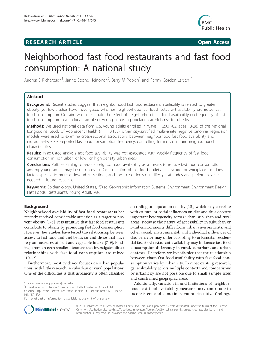 research articles on fast food restaurants
