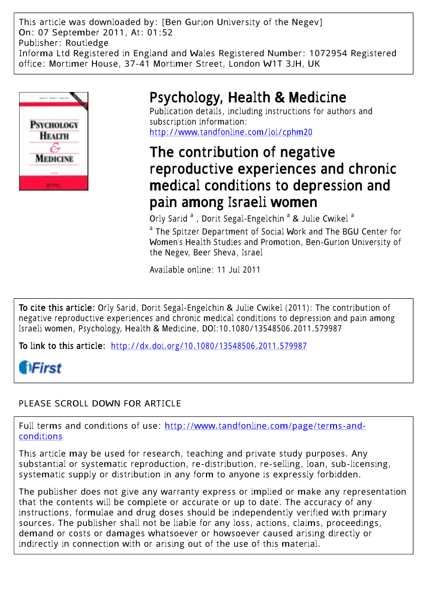 (PDF) The contribution of negative reproductive experiences and chronic
