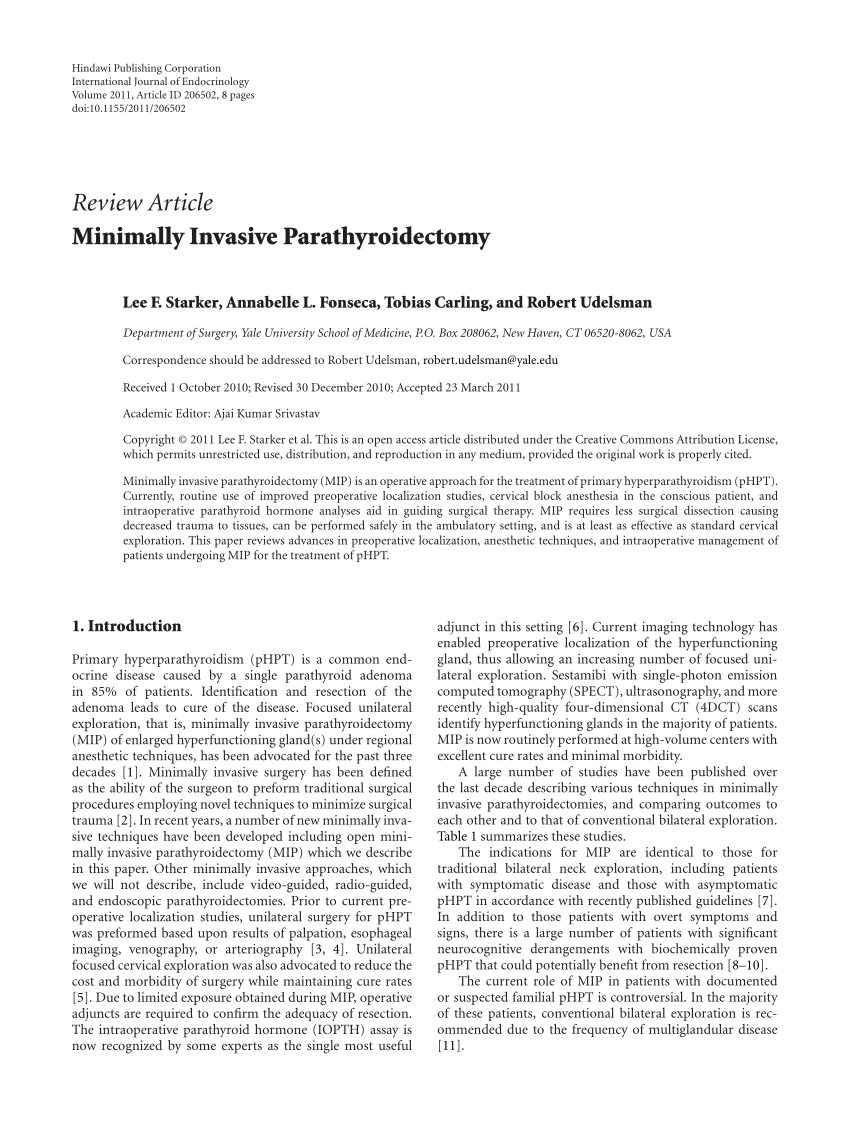 (PDF) Minimally Invasive Parathyroidectomy