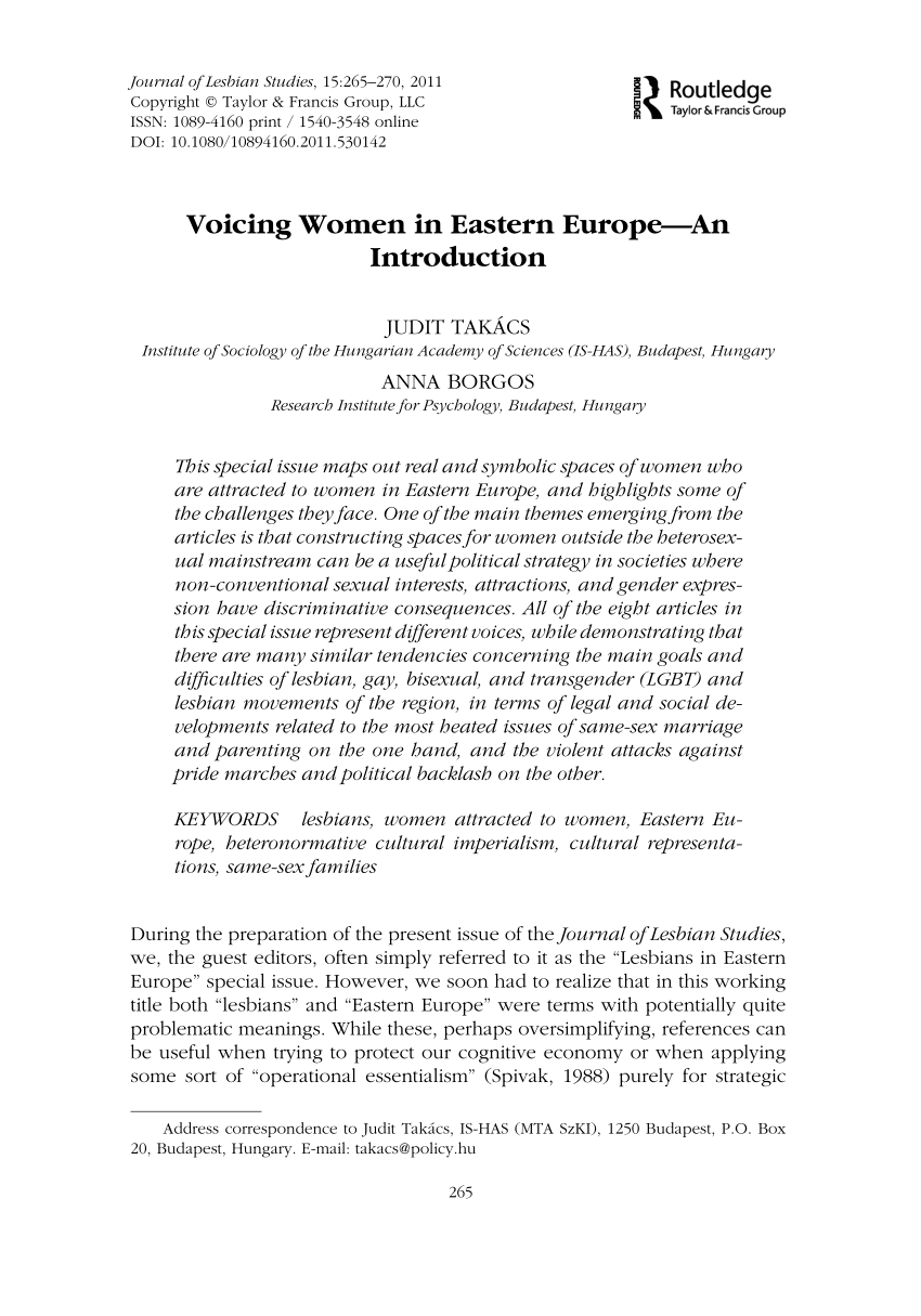 PDF) Voicing Women in Eastern Europe—An Introduction