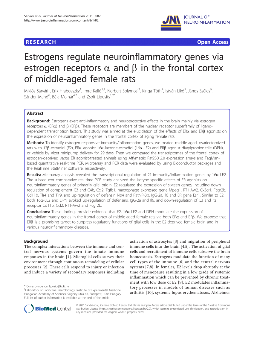 PDF) Estrogens regulate neuroinflammatory genes via estrogen ...
