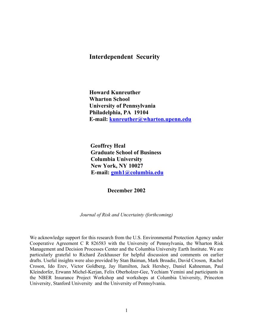 (PDF) Interdependent Security
