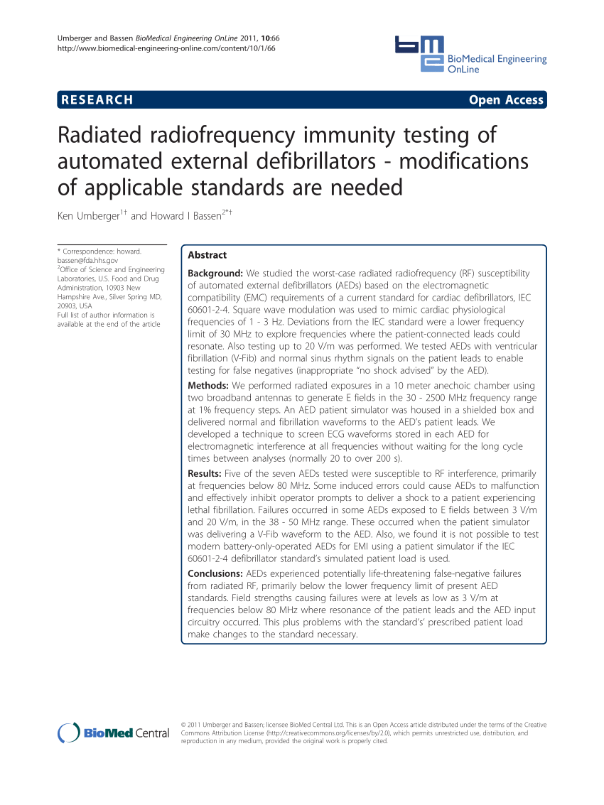 PDF) Radiated radiofrequency immunity testing of automated ...