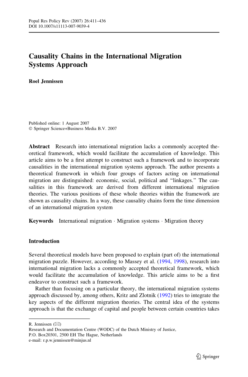 Causality Chains in the International Migration Systems Approach