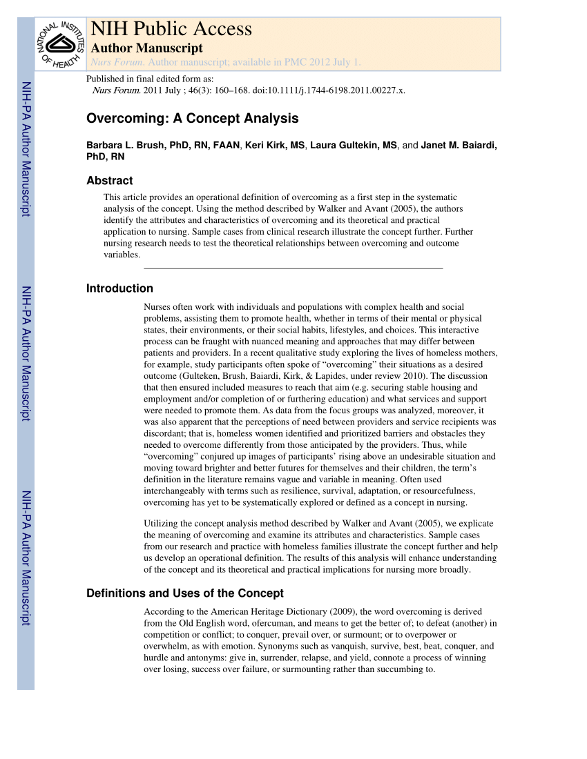 PDF) Overcoming: A Concept Analysis