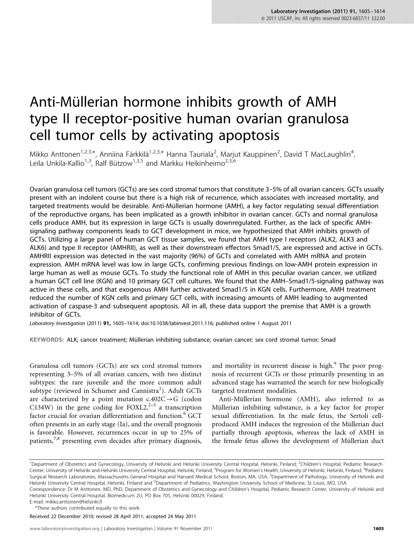 (PDF) The Role of Anti Mullerian Hormone (AMH) Levels as 