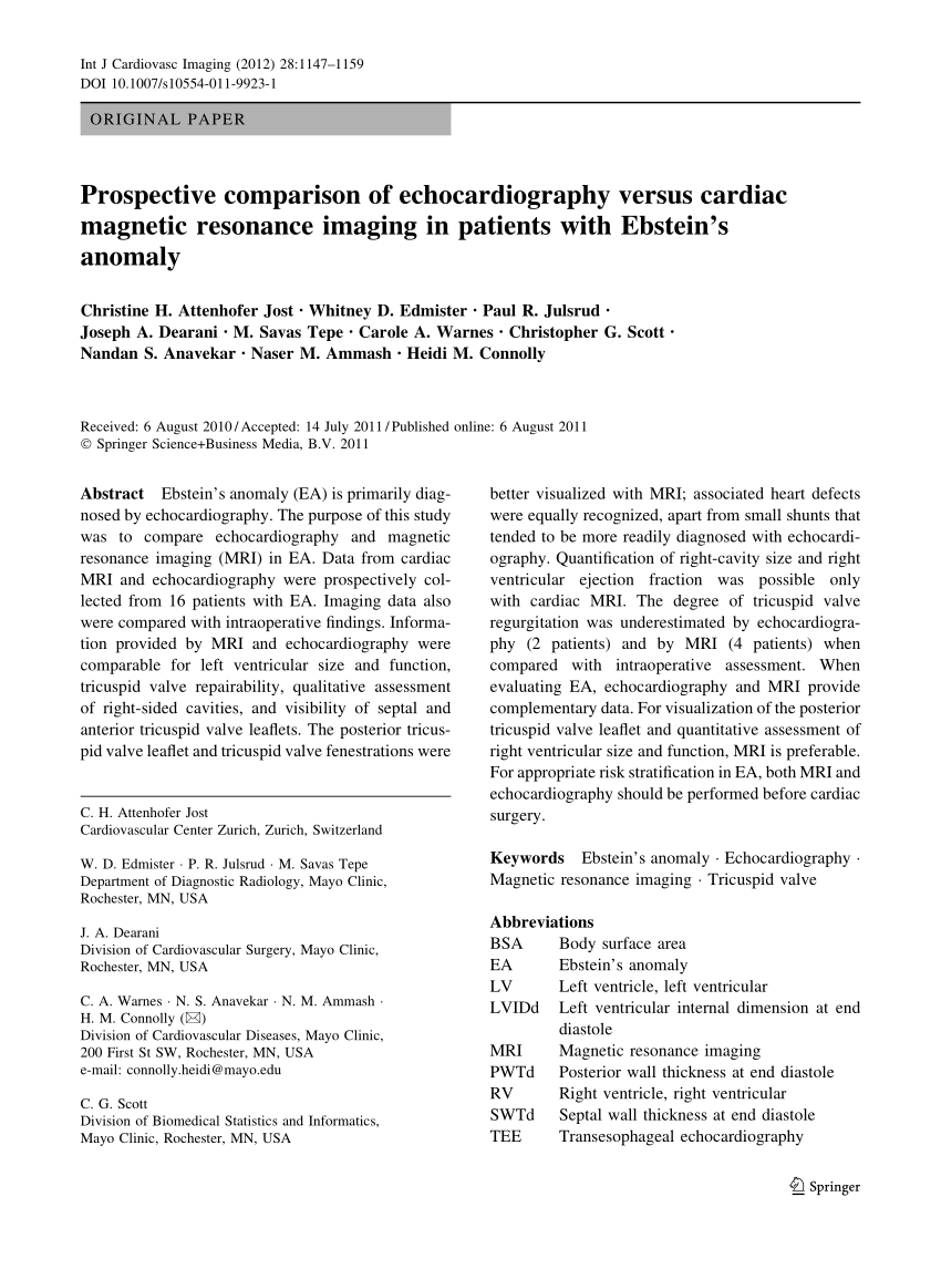 PDF) Prospective comparison of echocardiography versus cardiac ...