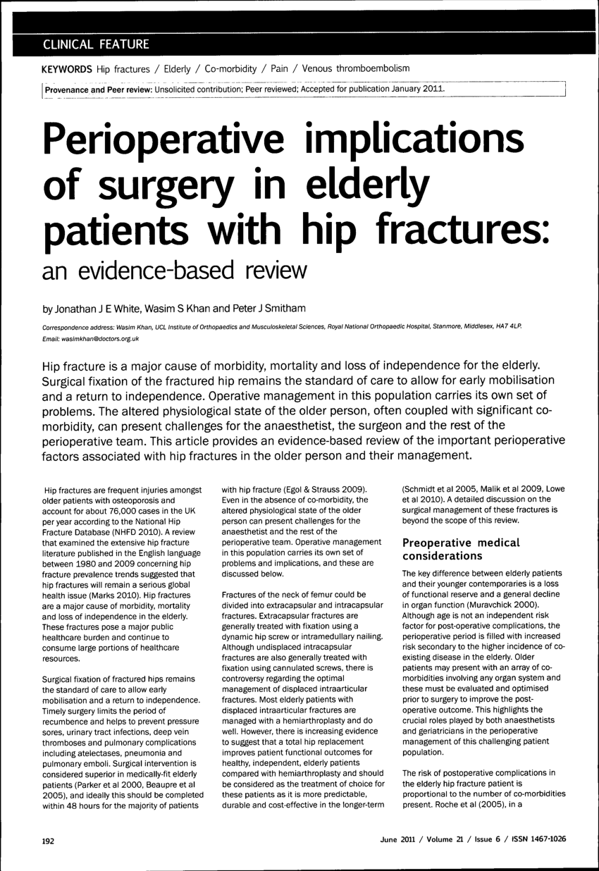 Pdf Perioperative Implications Of Surgery In Elderly Patients With Hip Fractures An Evidence 8355