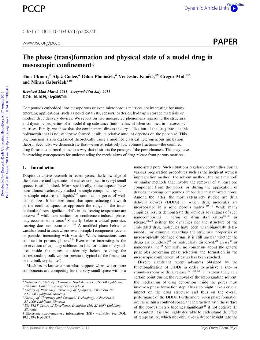 Pdf The Phase Trans Formation And Physical State Of A Model Drug