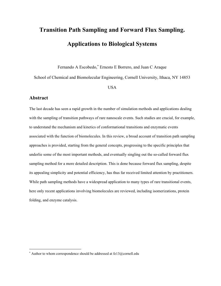 PDF) Transition path sampling and forward flux sampling