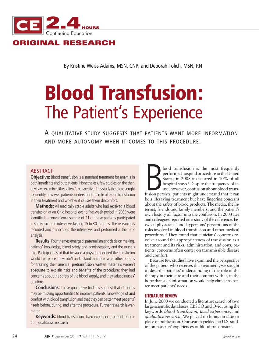 literature review on blood transfusion