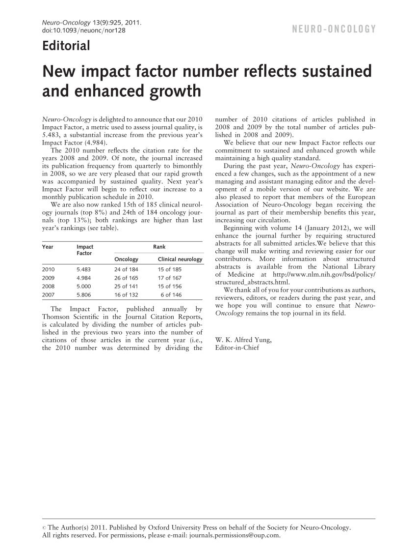 (PDF) New impact factor number reflects sustained and enhanced growth
