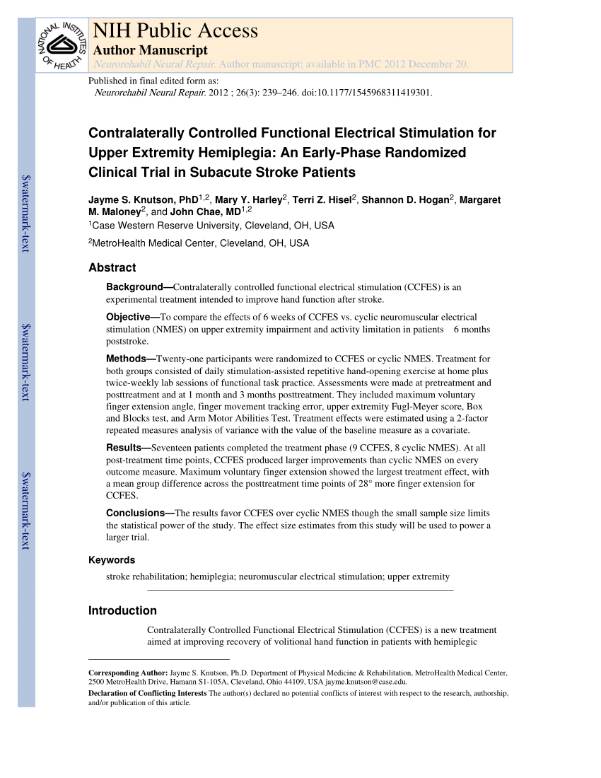 Functional electrical stimulation in neurorehabilitation (Chapter 12) -  Textbook of Neural Repair and Rehabilitation