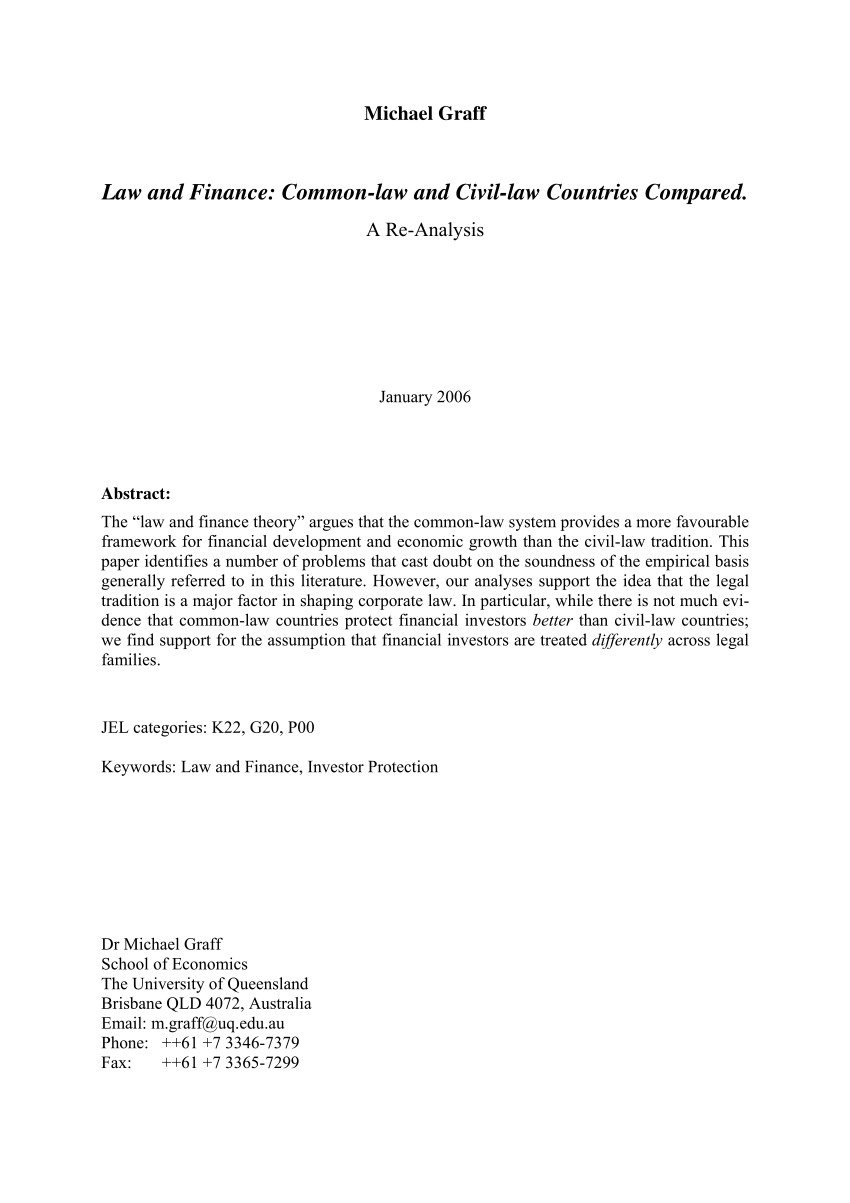 pdf-law-and-finance-common-law-and-civil-law-countries-compared