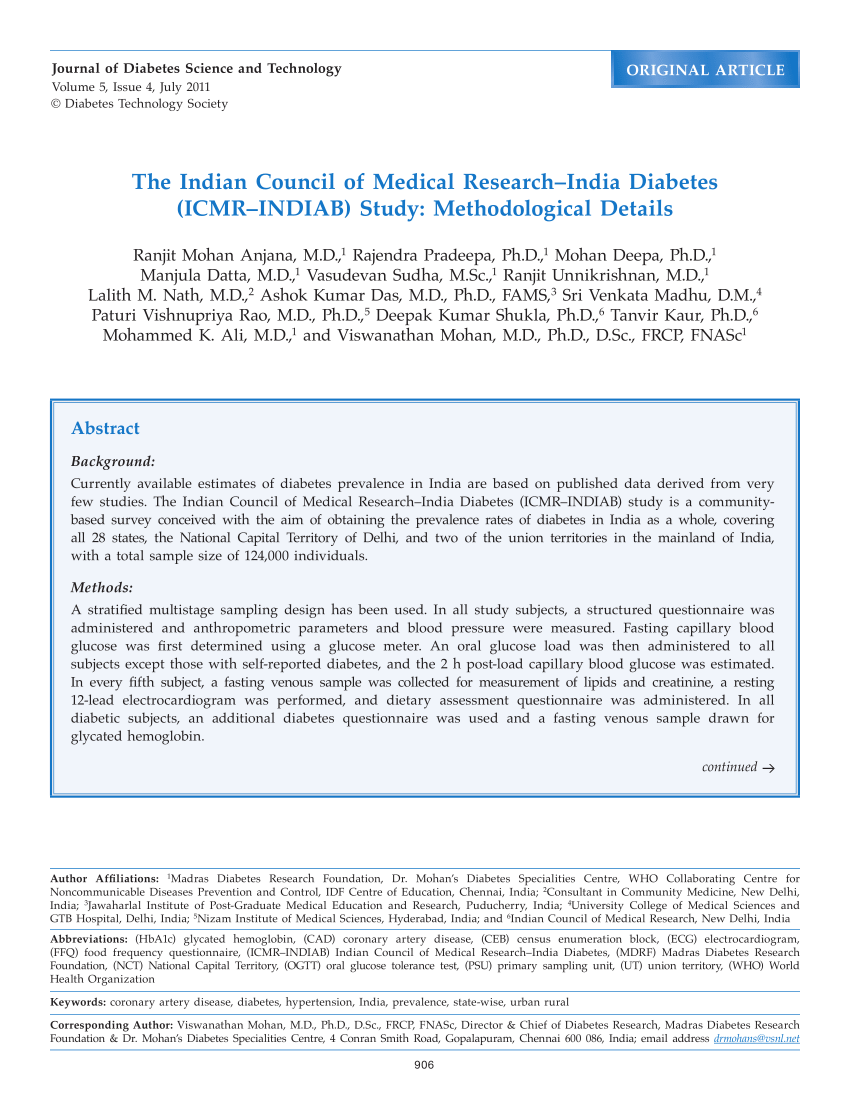 research paper on diabetes in india