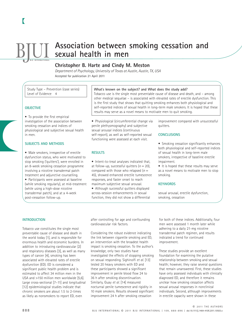 PDF Association between smoking cessation and sexual health in men