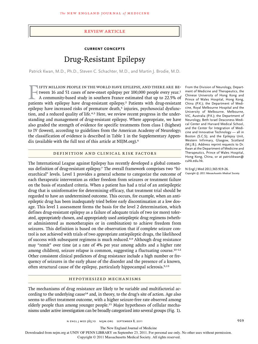 PDF Drug Resistant Epilepsy